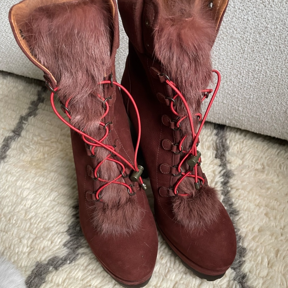 SCHUTZ DALENNA RABBIT HAIR BOOTS SIZE EU 40/US 10B - Picture 3 of 7